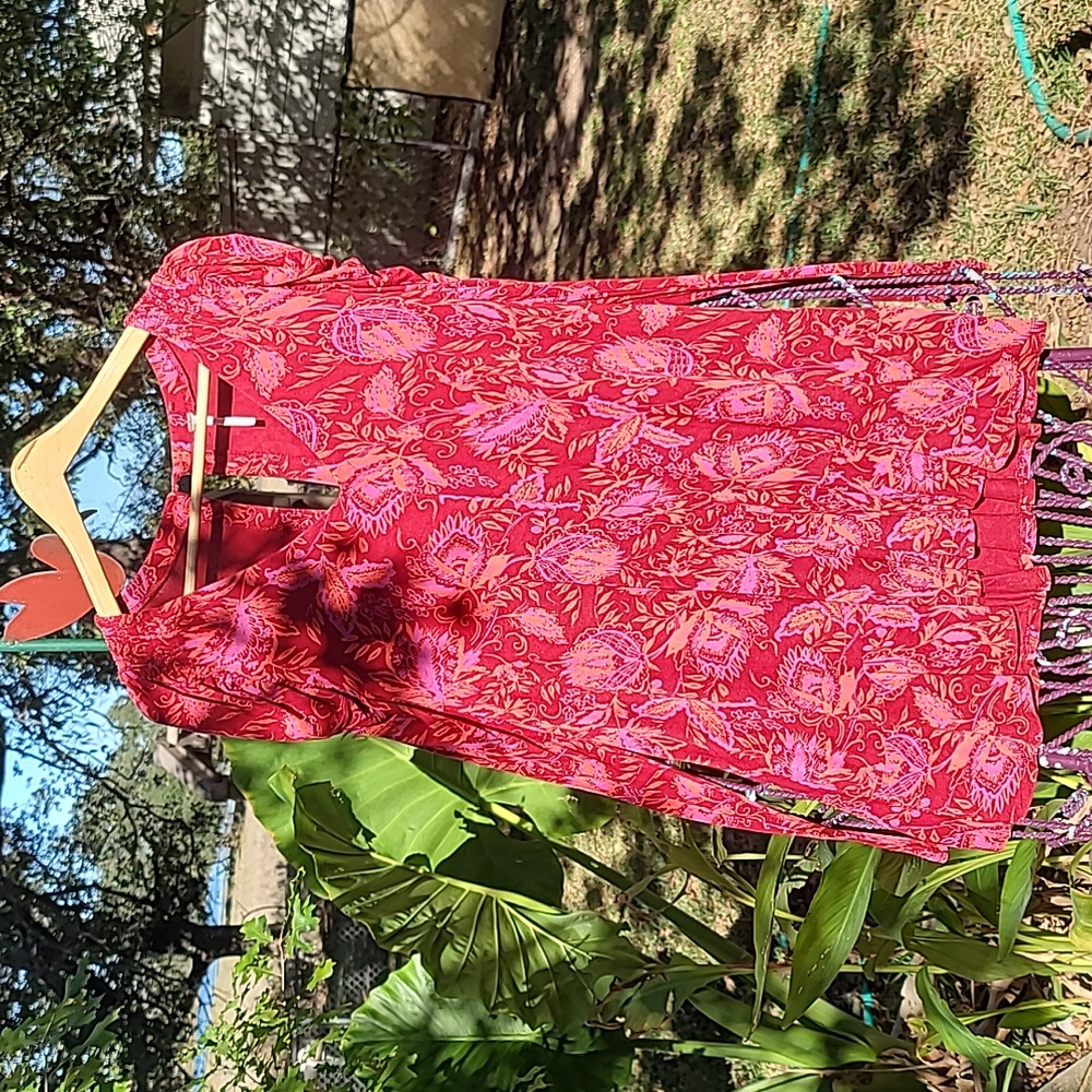 Free People Small Red Ruffle Tunic